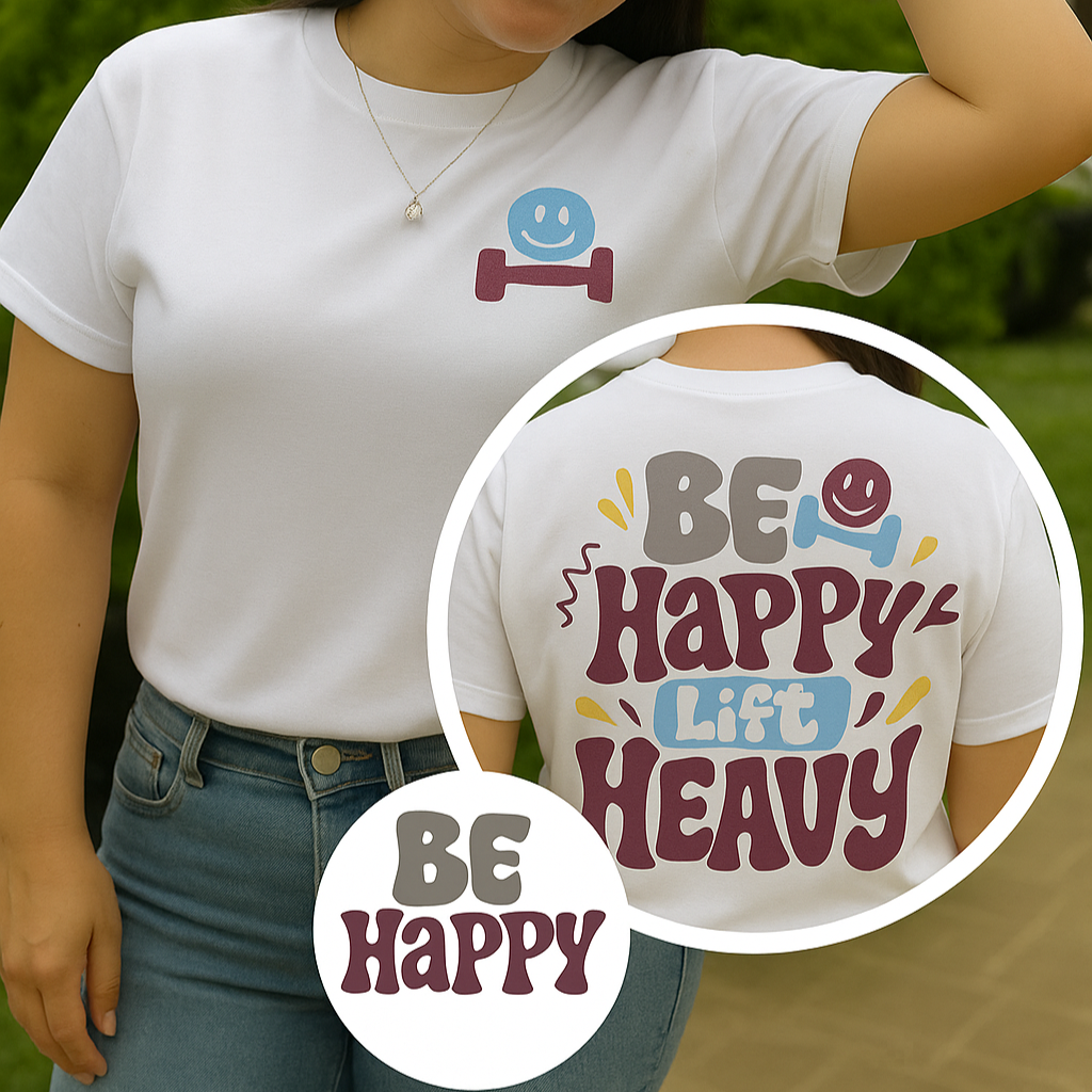 🙂CAMISETA BE HAPPY LIFT HEAVY